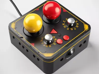 Retro Arcade Game Controller 3D model