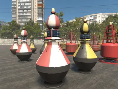 Buoys Collection Low-poly 3D model