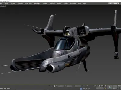 Game-ready Human Sci-fi spaceship Fighter Low-poly 3D model Low-poly 3D model