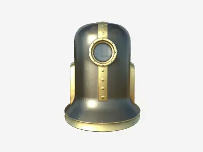 Old Diving Helmet C05 Black Gold - Character Design Fashion Low-poly 3D model