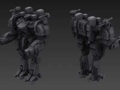Biped mecha Low-poly 3D model