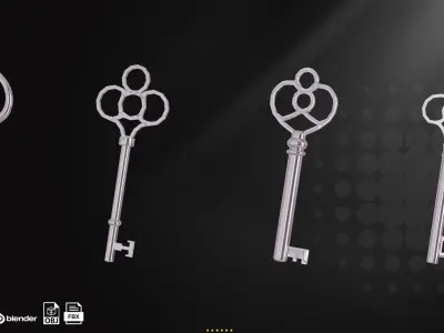 20 Traditional key Low-poly 3D model