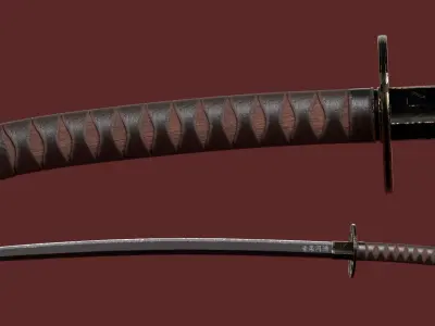 Katana Sword Blade Low-poly 3D model Free low-poly 3D model Low-poly 3D model