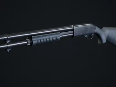 Shotgun Low-poly 3D model 8