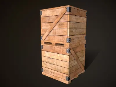 Wooden Crate-6 Low-poly 3D model