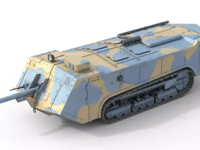 Saint Chamond Heavy Tank Low-poly 3D model