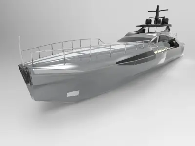 Pershing style Low Poly Yacht  Low-poly 3D model