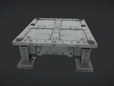 metal industrial table with bolts 3D model