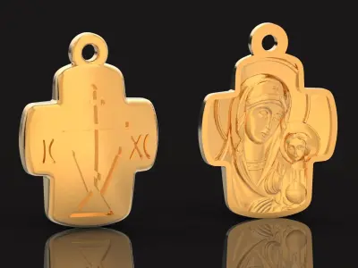 Double cross Mother of God Icon Pendan 1509 3D print model