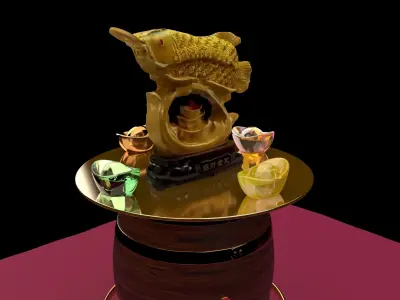  Chinese golden fish statue  3D model purchase