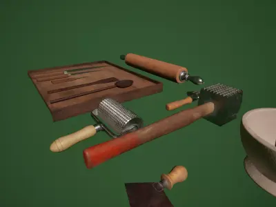 Victorian Kitchen utensil kit 01 Low-poly 3D model