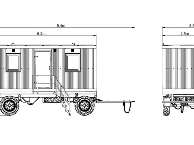 TRAILER with wheels and door 3D model