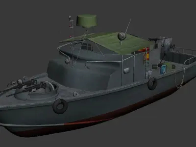 Gunboat military boat Low-poly 3D model