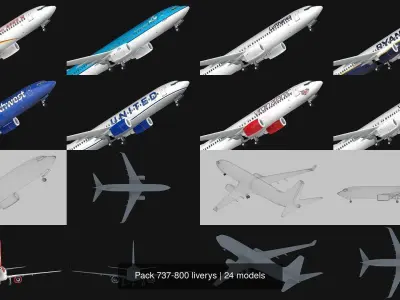 Pack 737-800 liverys 3D Model Collection