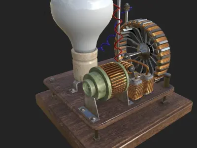Dynamo machine Electric generator Low-poly 3D model