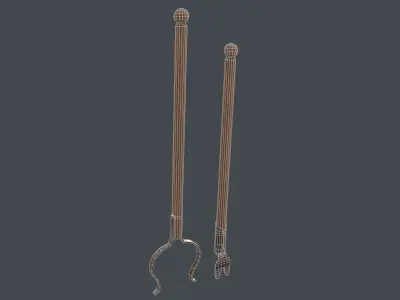 Medieval Fireplace Tool Set Low-poly 3D model