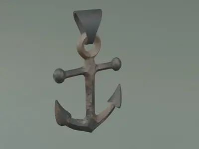 Anchor old hanging Low-poly 3D model