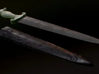 Mughal Jade-handled Khanjar dagger Low-poly 3D model