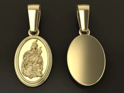 Oval Antique Mother Mary Pendant 17mm Length 3D print model