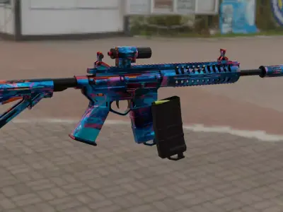 P-416 airsoft rifle with paint job Free low-poly 3D model