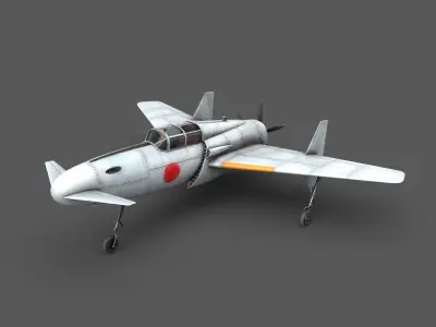 Canard Fighter Airplane Blue Low-poly 3D model