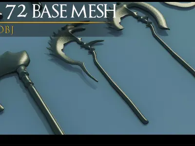72 Models Of Weapons-Axe Weapon - Cold Weapons-3Dmodel-UV-Vol 04 Low-poly 3D model