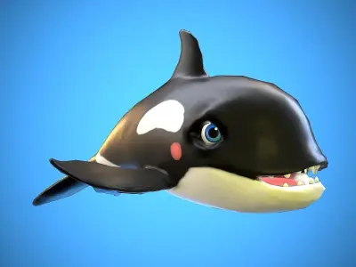 cartoon orca Low-poly 3D model