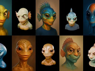 Head Fish bundle 2 pack 100 glb 3D model