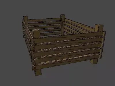 Wooden crate  Low-poly 3D model