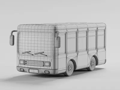 Cartoon city bus Low-poly 3D model
