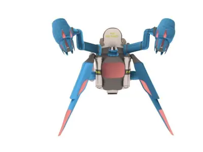 Jetpack bird with wings Low-poly 3D model
