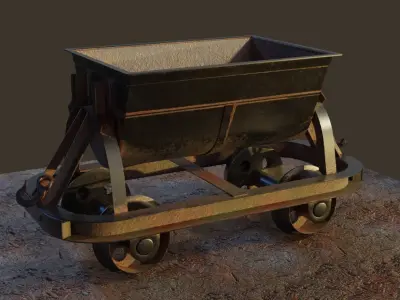 Old Mine Cart Low-poly 3D model purchase