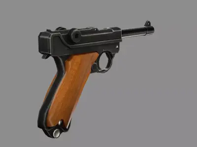 Pistol C127G Luger Model 1908 Low Poly 3D Model Low-poly 3D model