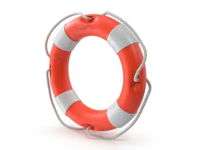 Orange Lifebuoy Low-poly 3D model