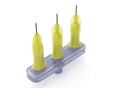 Multi Injector 3 Needles Straight Yellow 3D model