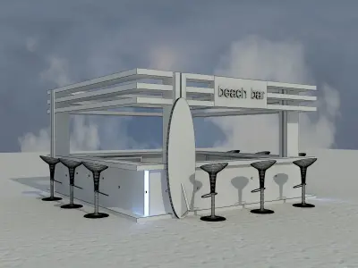 Beach Bar Area a85 White  3D model