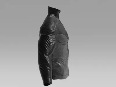 Mens Clothing Black Leather Biker Jacket Low-poly 3D model