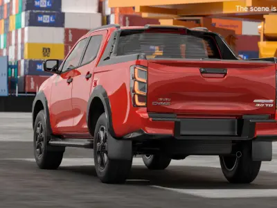 Isuzu D-MAX 4x4 Truck Red Rigged 3D model
