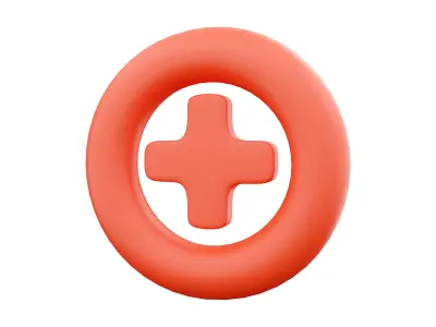 3D render Add icon plus medical cross round 3D model