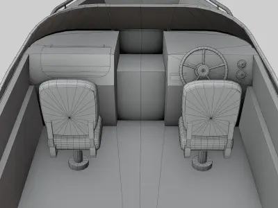 boat with motor low-poly game ready Low-poly 3D model