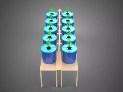DBS DUTCH BUCKET SYSTEM BATO HYDROPONIC PLANT CULTIVATION GARDEN 3D model