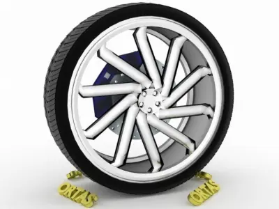 ORTAS CAR WHEEL RIM 136 GAME READY WHEEL RIM TIRE 3D model