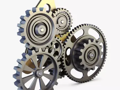 Gear Mechanism Low Poly v 5 Low-poly 3D model