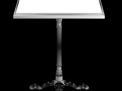 Cast Iron and Oak Restourant Table Square 3D model