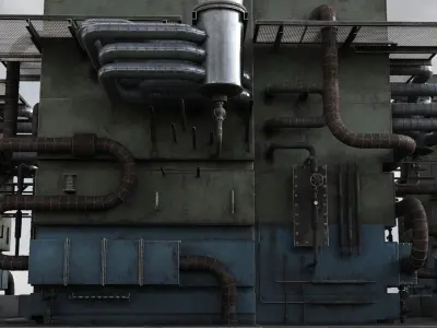 Industrial Pipes v3 Low-poly 3D model