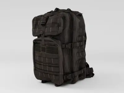 Black Tactical military backpack for soldiers 3D model