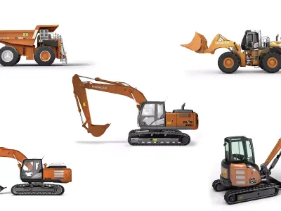 Hitachi Construction Machinery Collection - All Models Rigged 3D Model Pack