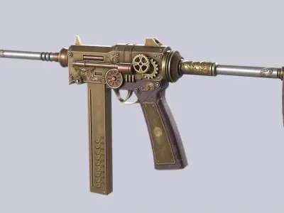 Steampunk gun Low-poly 3D model 2