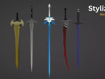 Stylized Fantasy Weapons Pack Low-poly 3D model