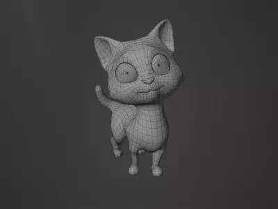Rigged Cartoon Cat Character  Game Ready Low Poly Low-poly 3D model